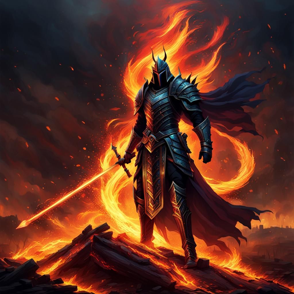 Bonfire Sword: Ethereal Warriors in Fiery Rebirth