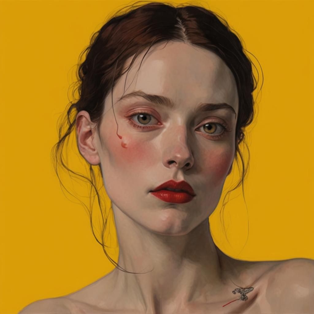 Elegant Goth Girl: 3D Portrait in Organic Line Art