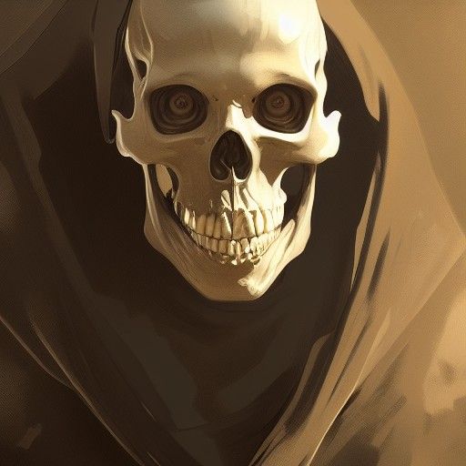 Skeleton Portrait with Dislocated Jaw in Artstation Style