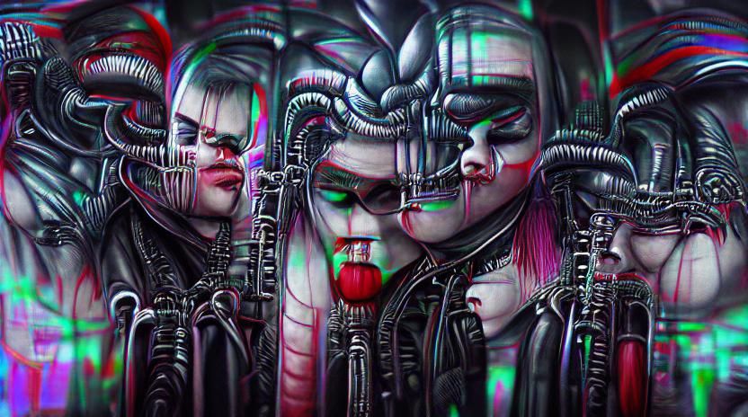 Demonic Cyberpunk Clowns in Dystopian Synthwave World