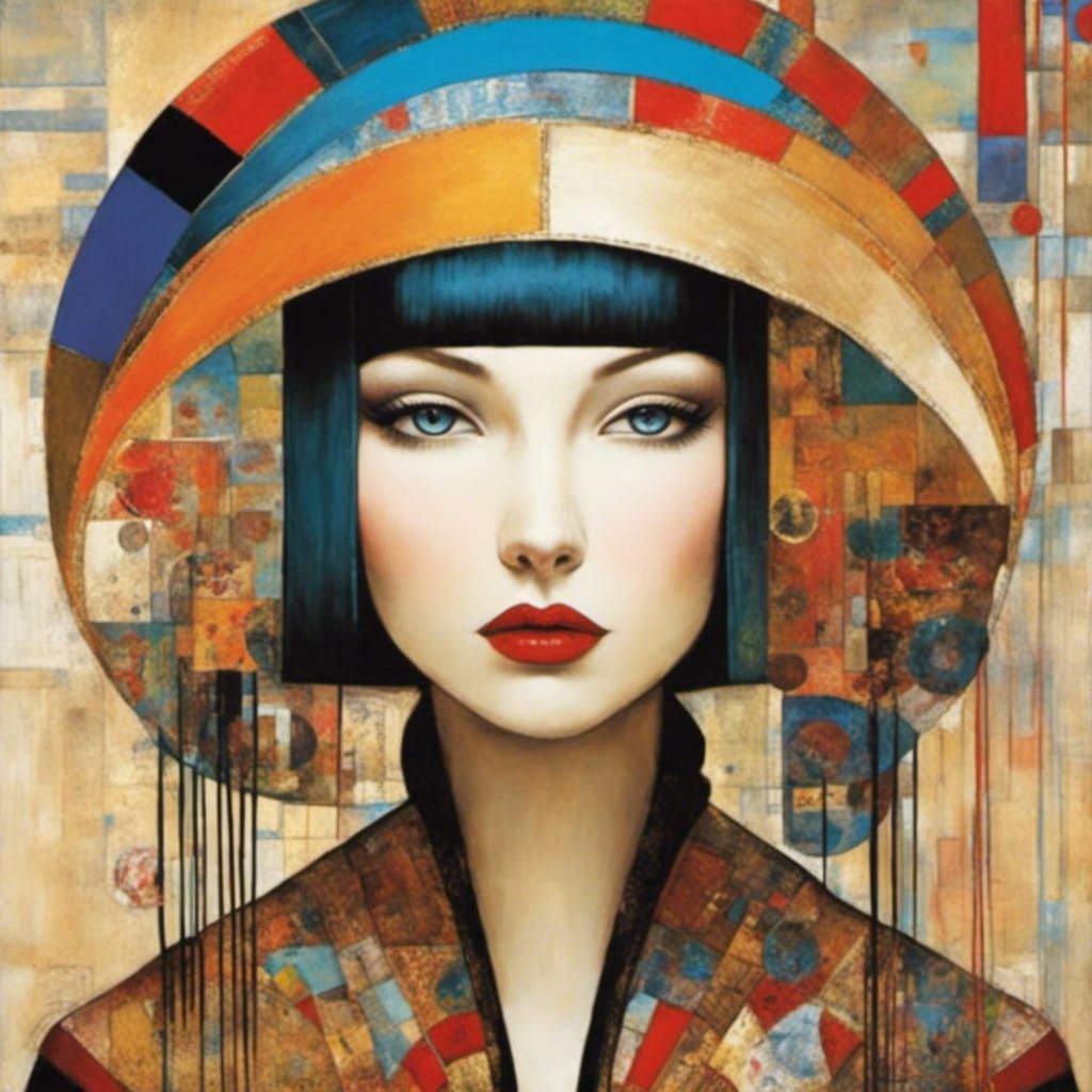 Girl in Art Brut Style Portrait