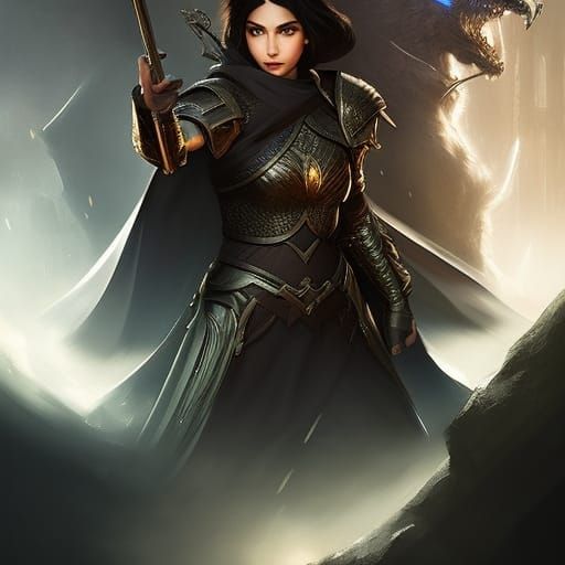 Fantasy Female Cleric with Sword, Digital Art