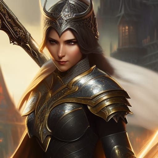 Female Cleric with Sword: Fantasy Digital Art