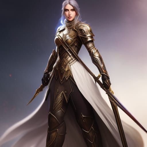 Fantasy Female Cleric with Sword Illustration