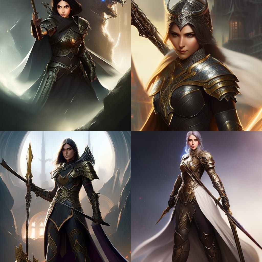 Fantasy Female Cleric with Sword, Digital Art