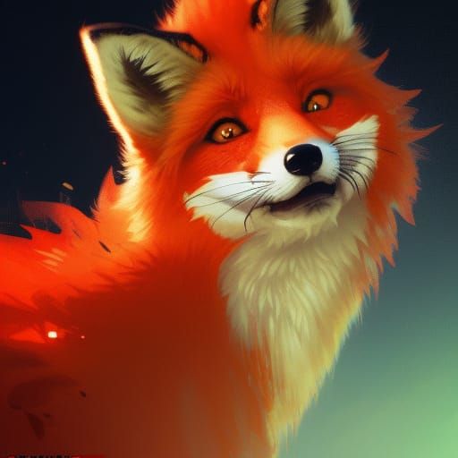 Vibrant Red Fox: Digital Art in Dynamic Lighting