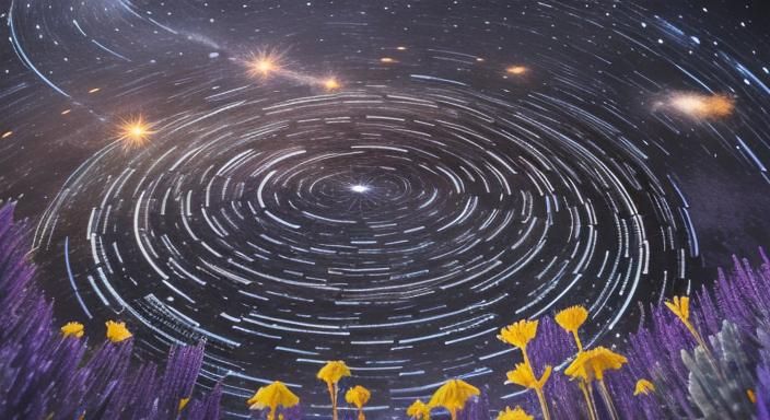 Star Trails Over Lavender Field in Winter