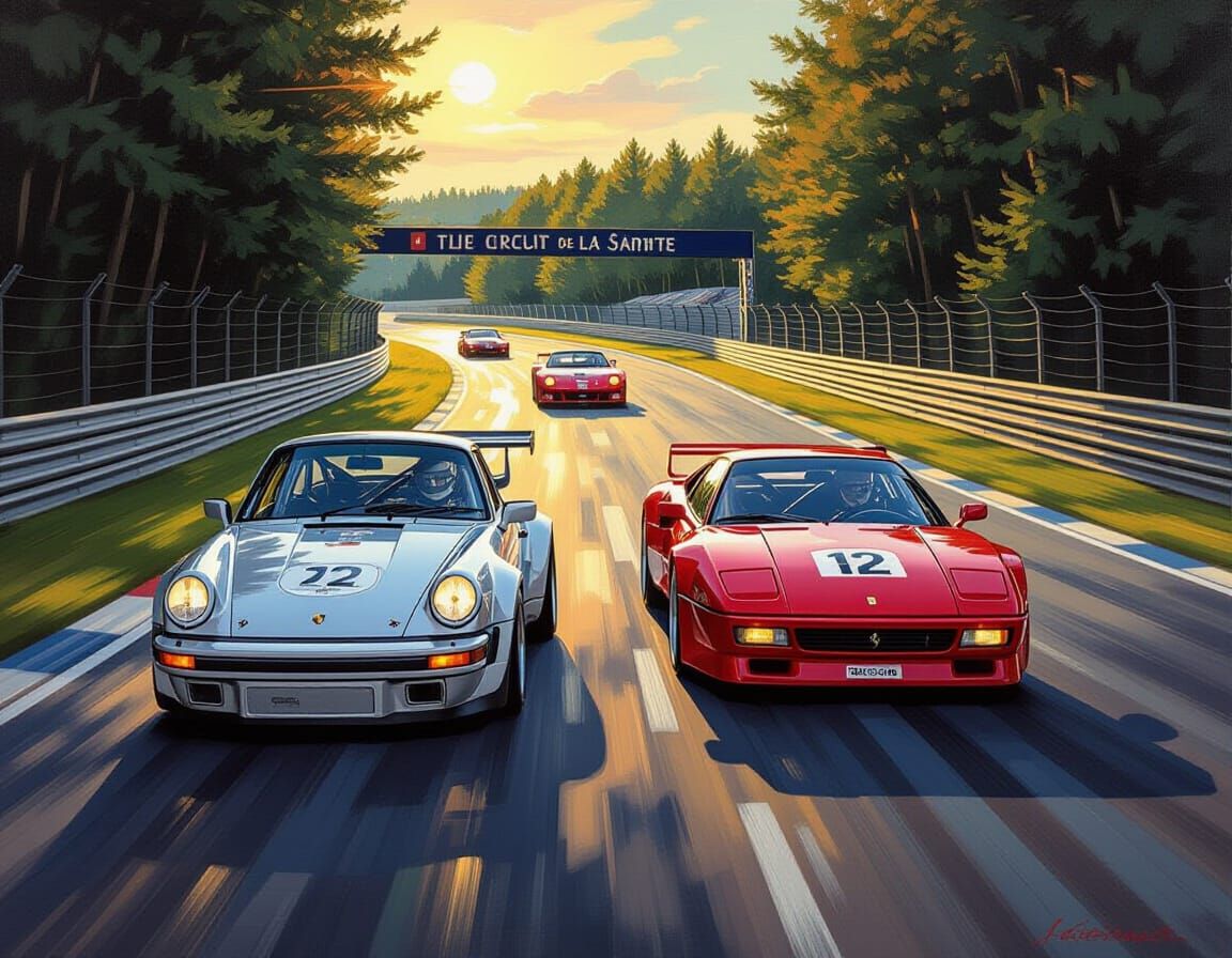 Porsche 911 Carrera vs. Ferrari 288 GTO at Le Mans
