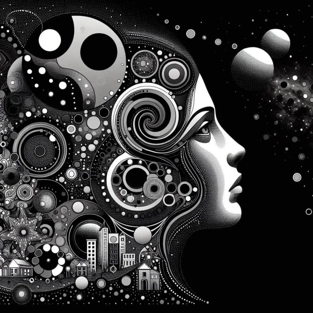 Surreal Cosmic Portrait with Inverted Colors