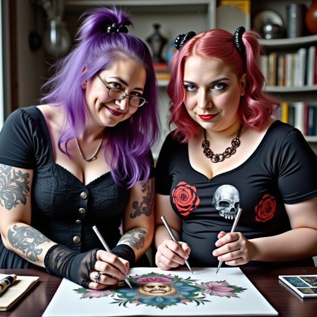 Punk Goth Girl in 1950s Dress Portrait