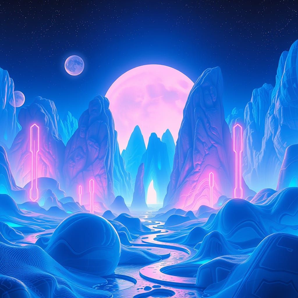 Mesmerizing Blue Hues in Art Nouveau Style