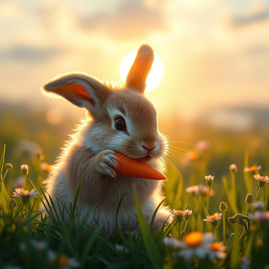 Bunny's Dawn Feast: A Matte Painting Landscape