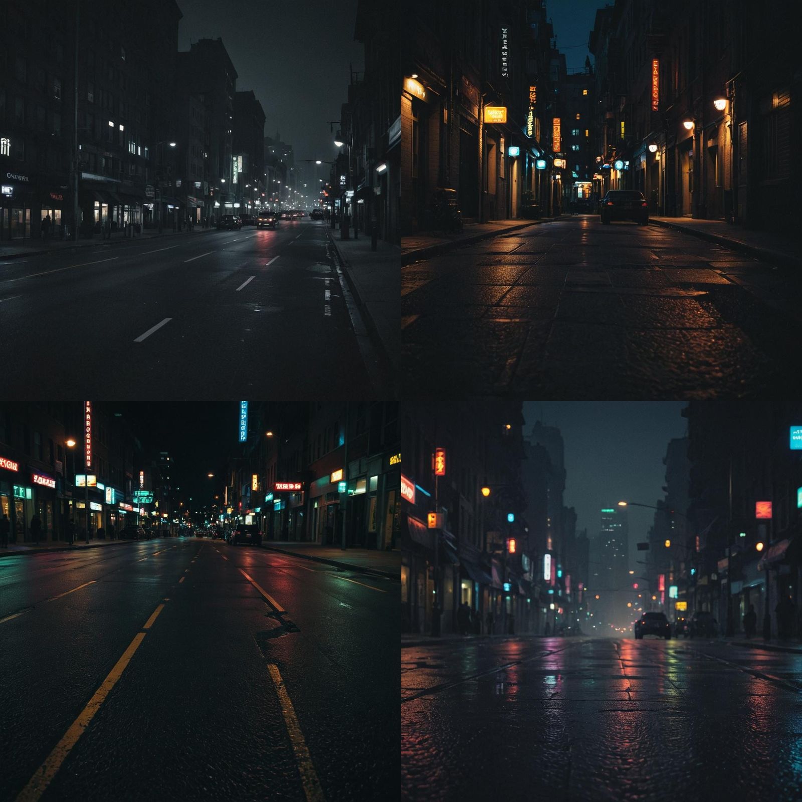 Neon City Nightscape: Gritty Urban Photography