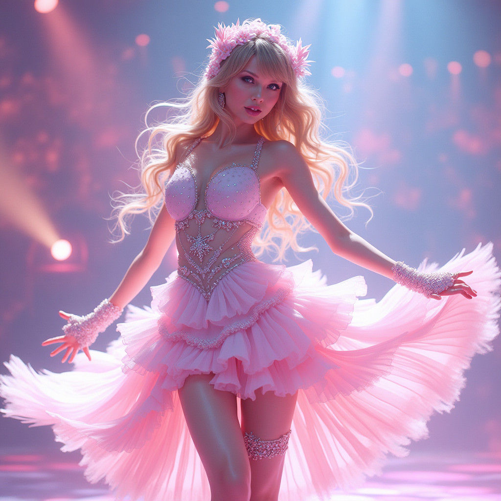 Pop Star in Anime-Inspired Concert Art