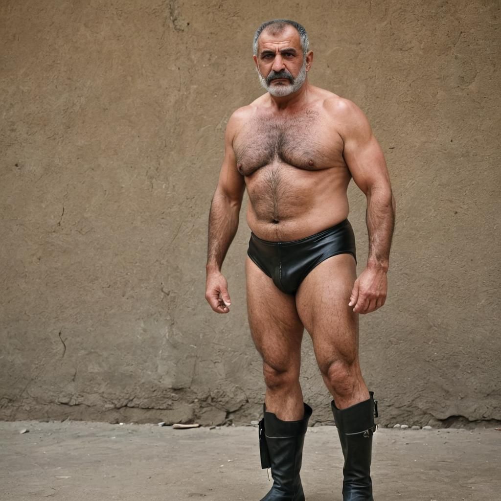 Imposing Iranian Wrestler in Moody Cinematic Style