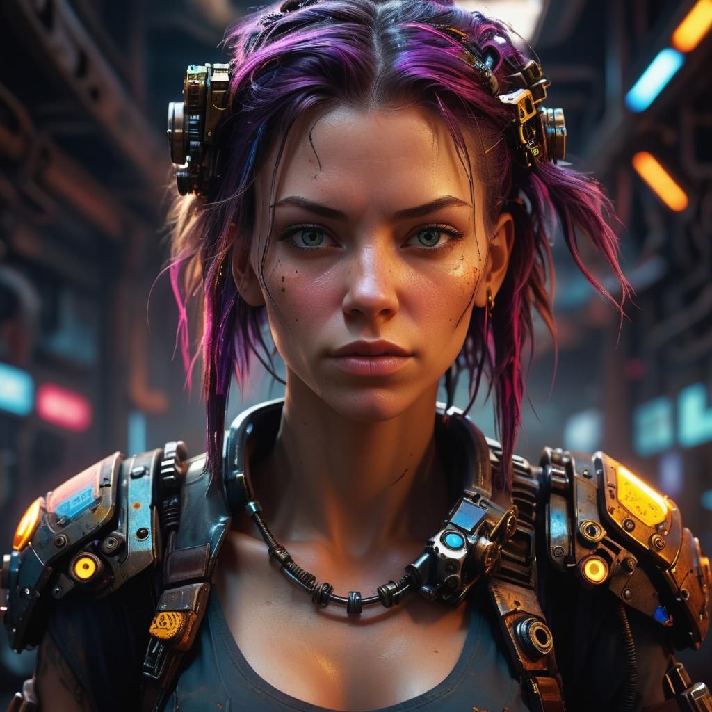 Glowing Neon Goddess of the Post-Apocalyptic Wasteland