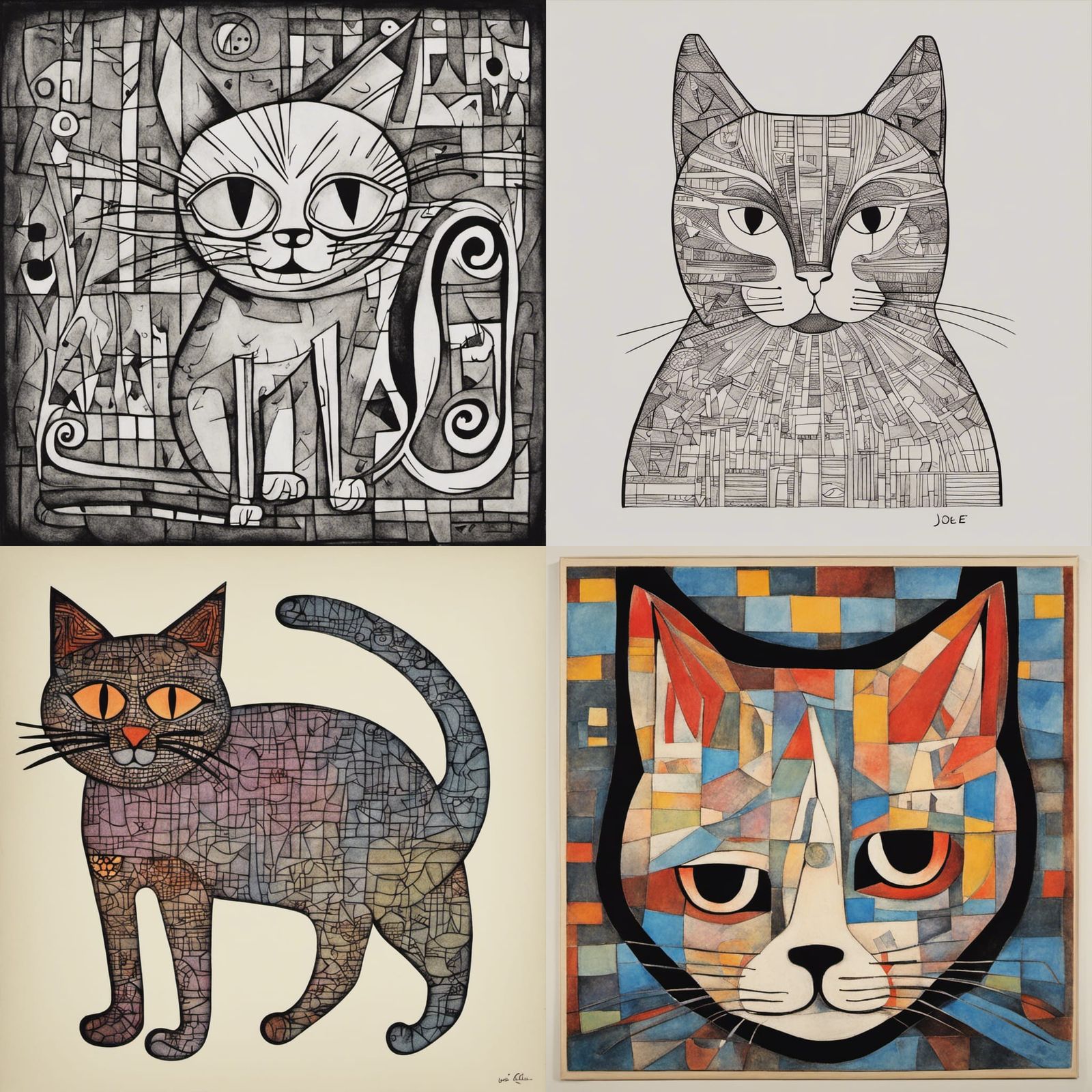 Surreal Cat Drawing in Klee-Fenton Style