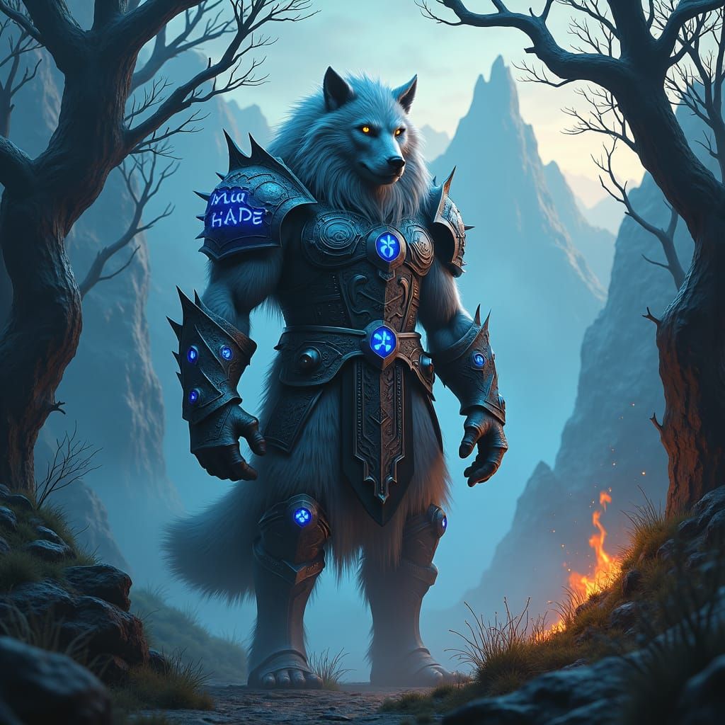 Viking Werewolf Warrior in Mystical Norse Forest