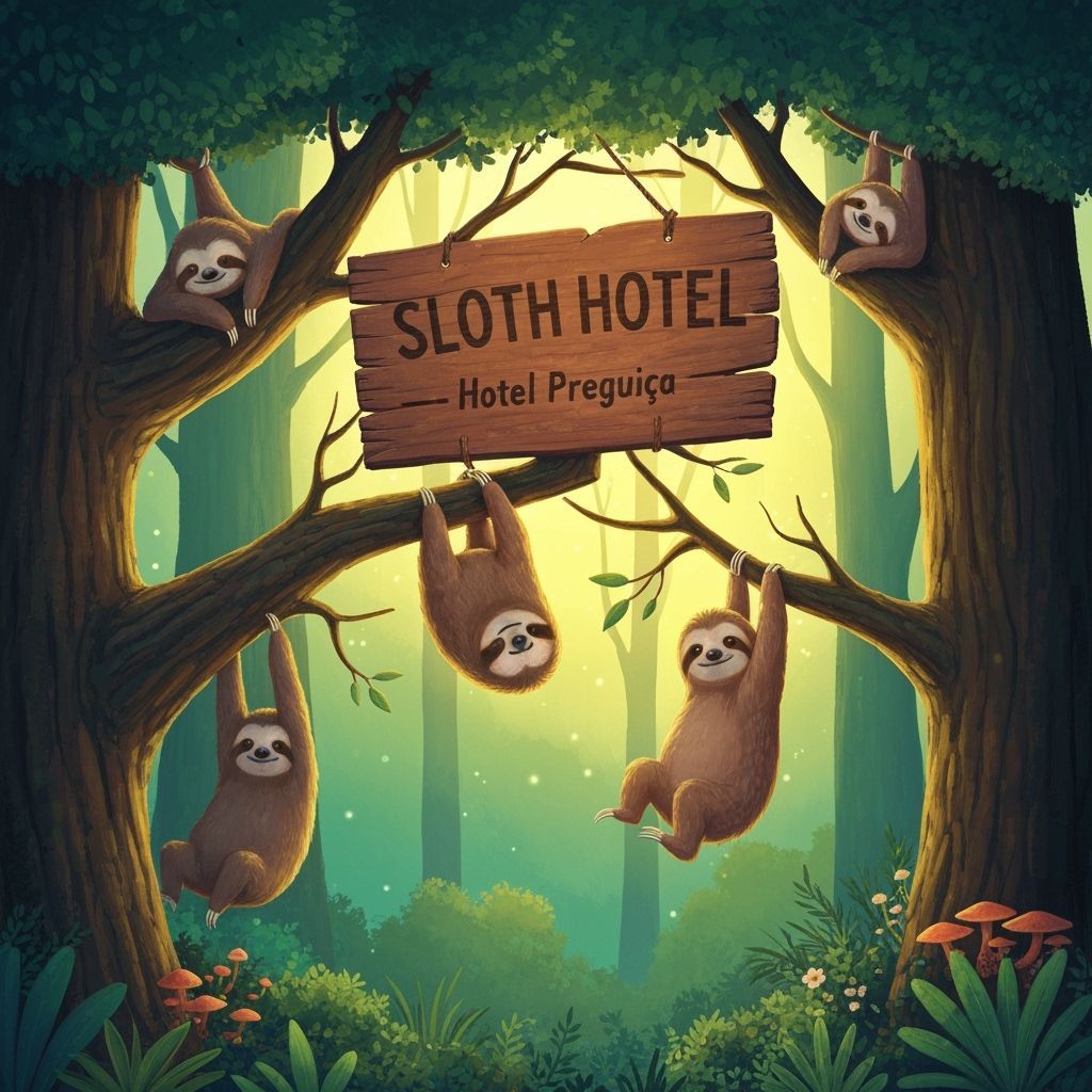 Whimsical Sloth Hotel in Enchanted Forest Digital Art