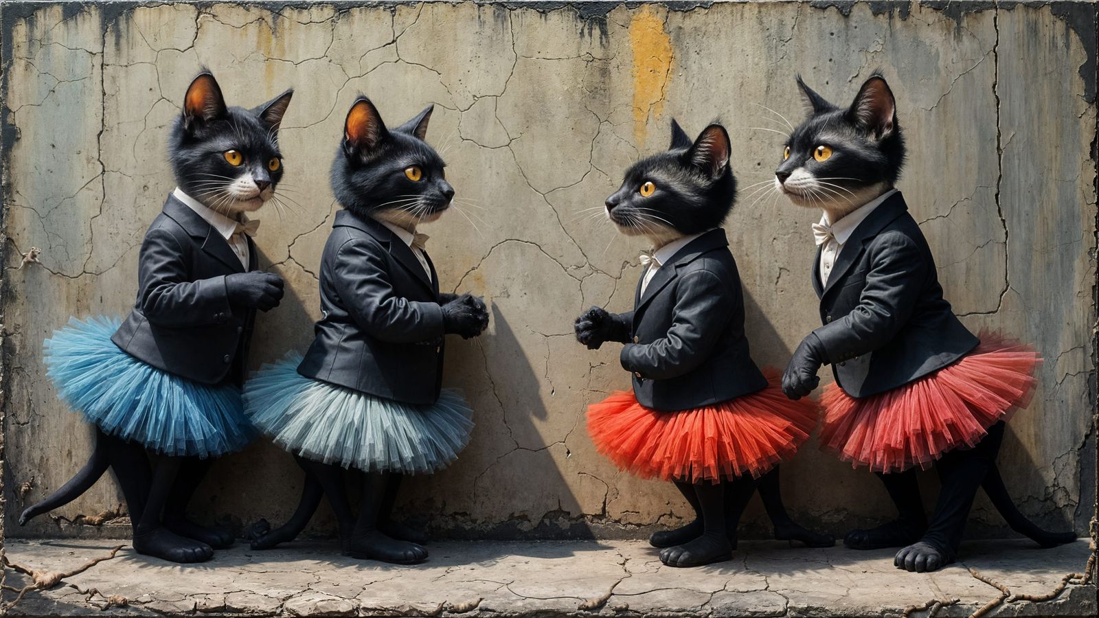 Kitten Gangsters in Tutus Confront Rats in Abstract Surreali...