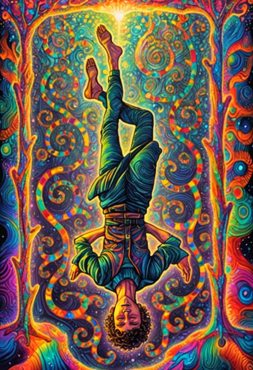 Cosmic Upside Down Man: Abstract Fractal Illustration