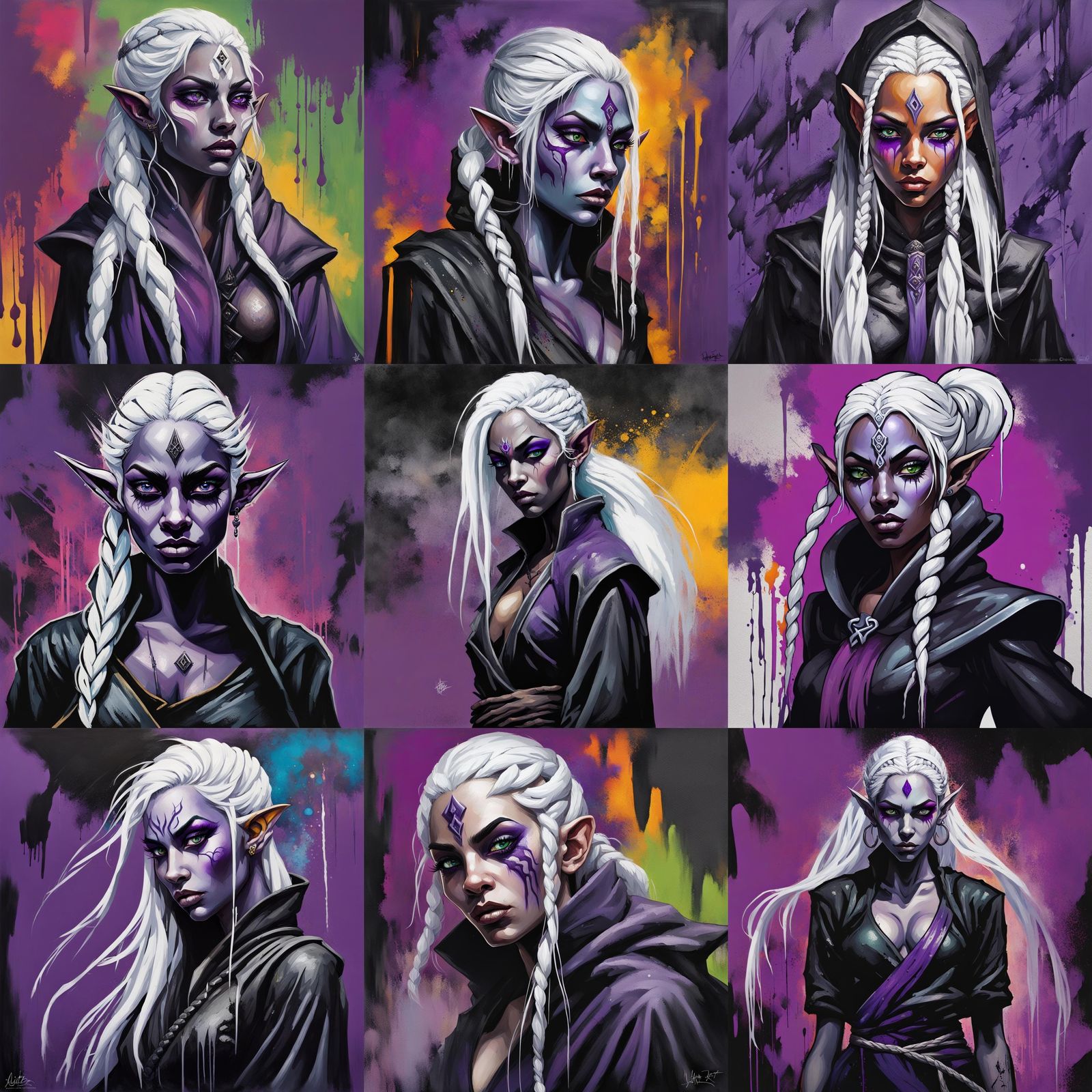 Angry Drow Elf in Graffiti Art Style