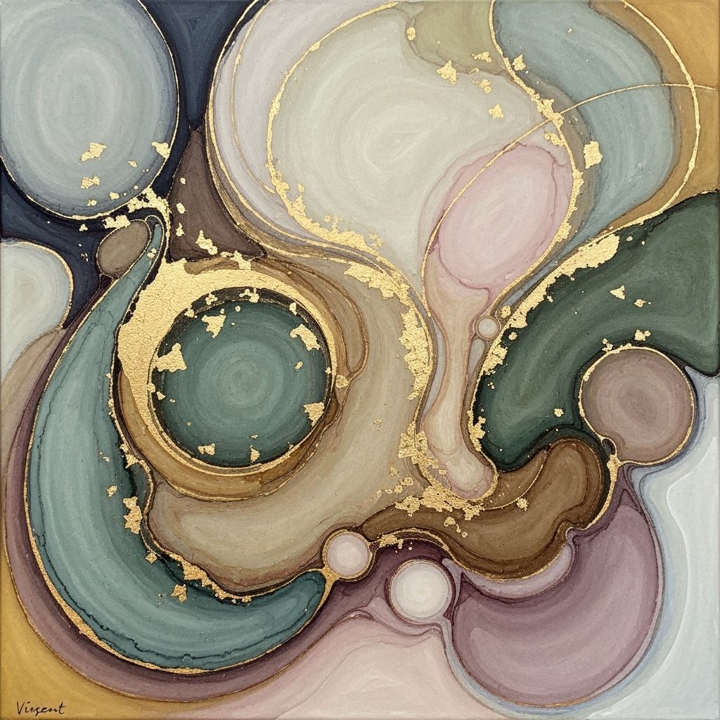 Abstract Vintage Elegance Landscape with Gold Leaf