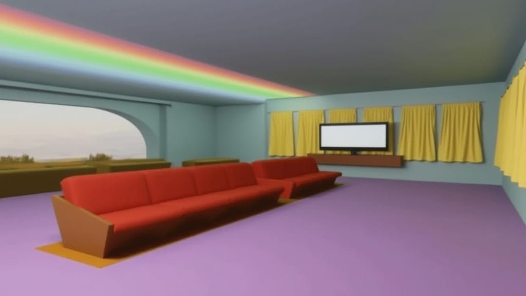 Modern Cinema Oasis in Pastel Purple Hues