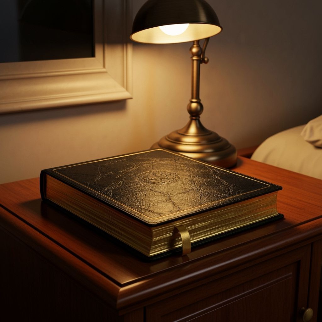 Illuminated Bible on Nightstand: Digital Art