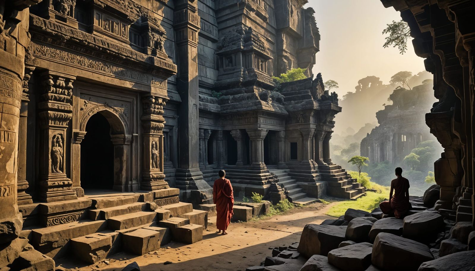 Ancient Indian Caves in Vibrant HDR Photography