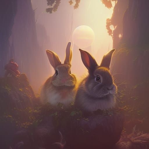 Rabbit Birthday Party Concept Art in Deep Color