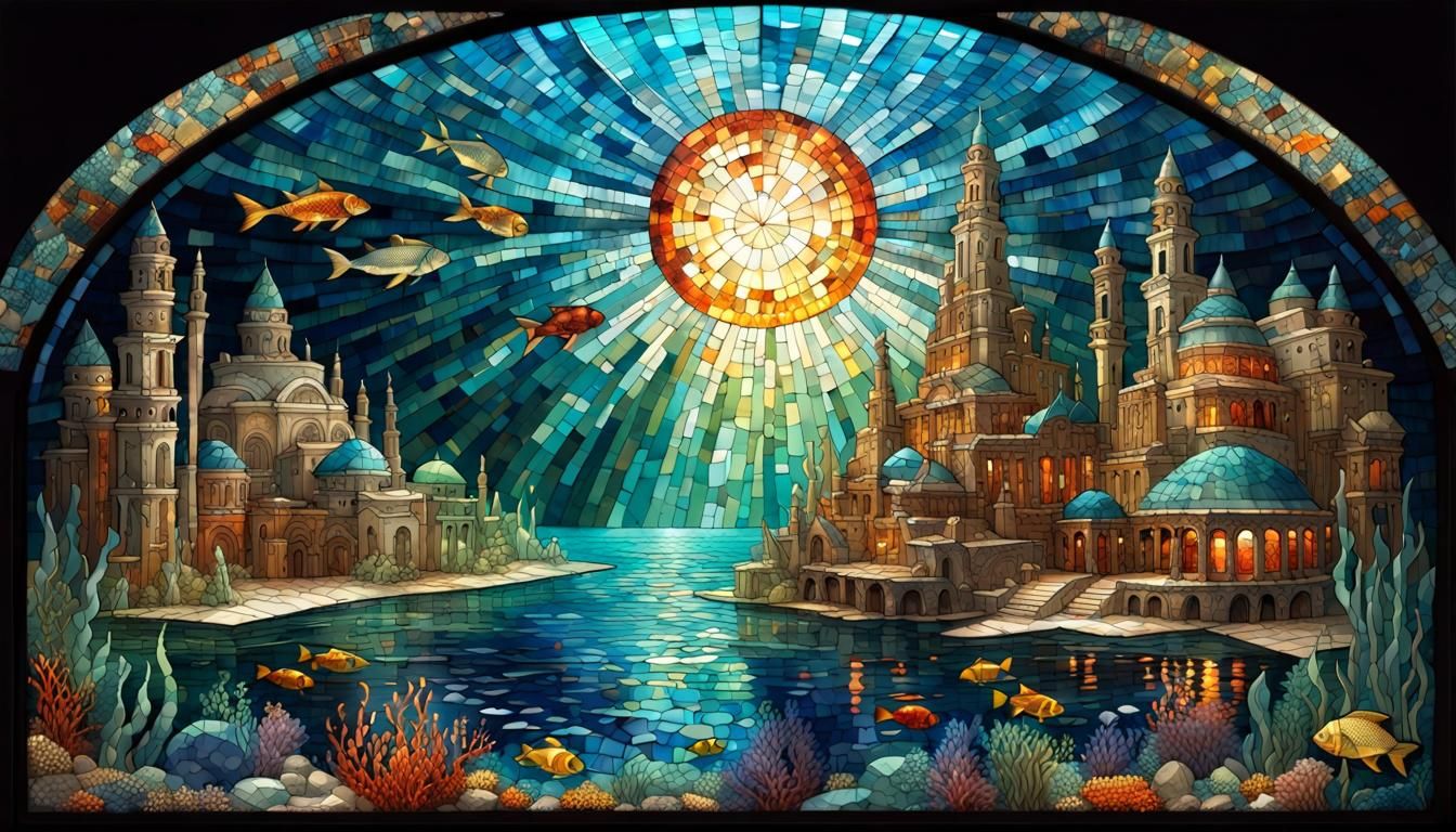 Underwater Atlantis Stained Glass Mosaic