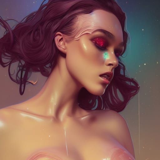 Alien Women Portrait in Art Nouveau Style