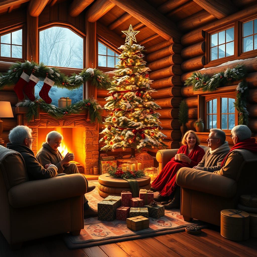 Warm Winter Gathering in Cozy Log Cabin
