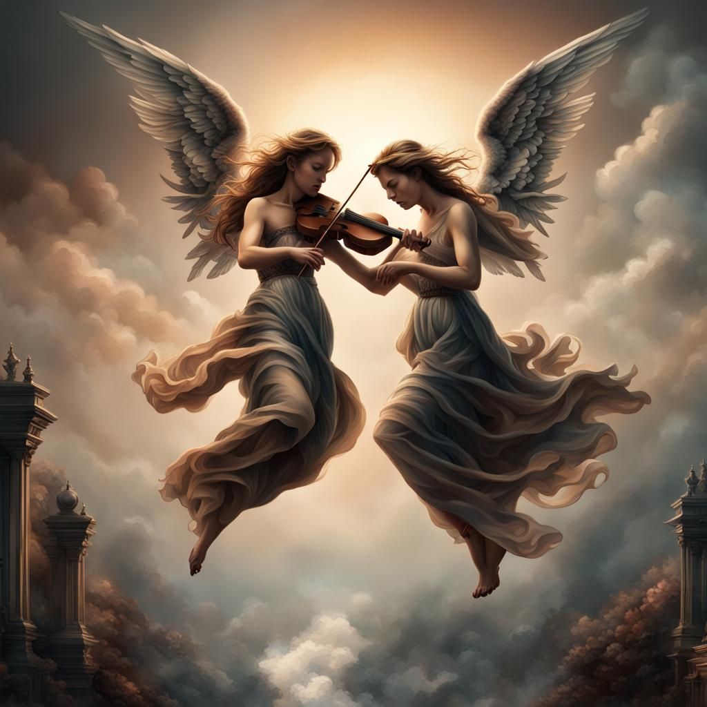 Angelic Musicians in Flight: A Digital Tattoo Design