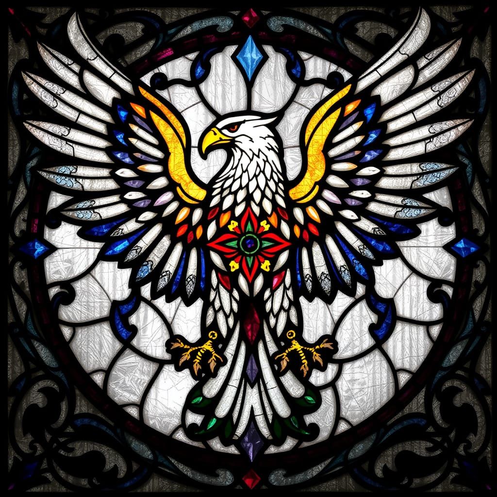 Eagle in Opulent Stained Glass