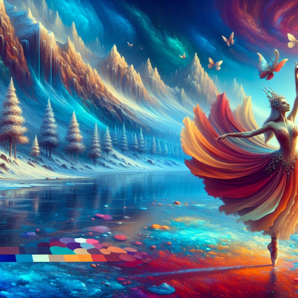 Elegant Figure's Dance on a Frozen Lake