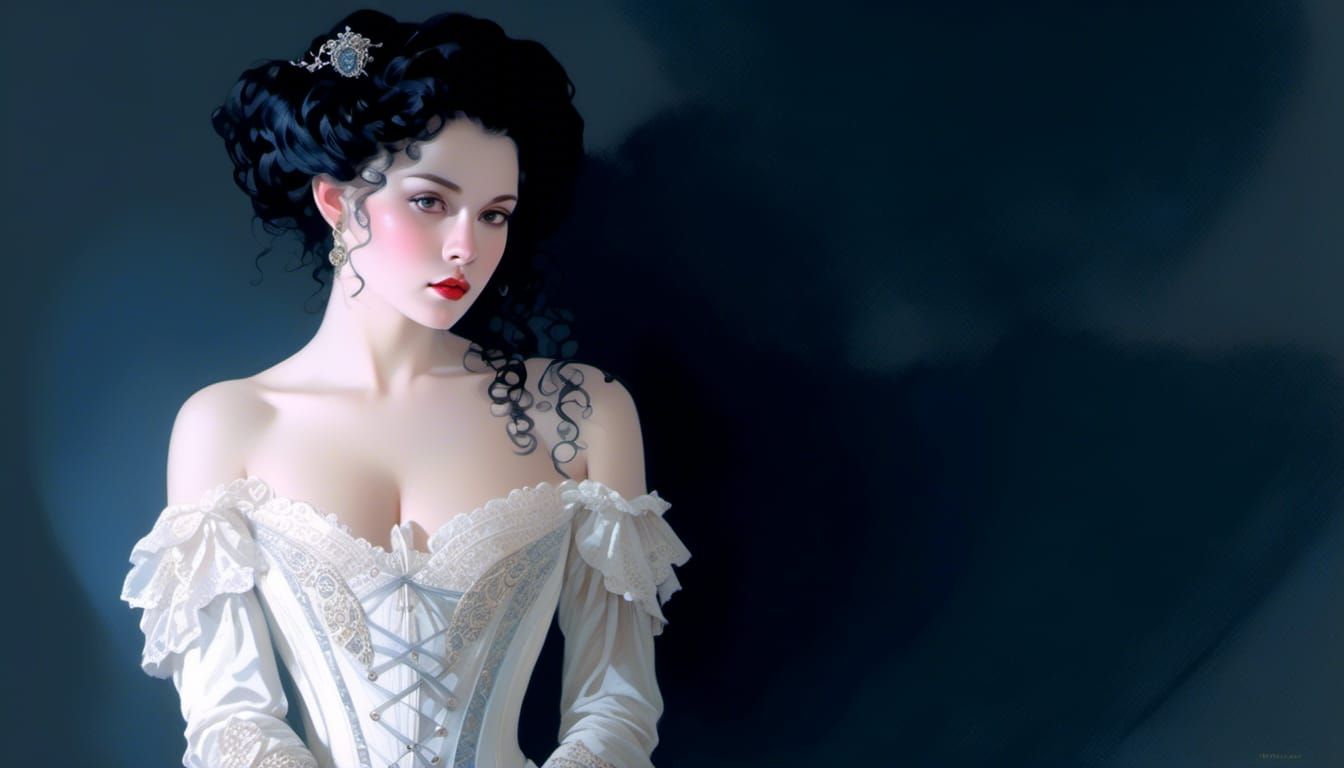 Rococo Lady in Velvet and Lace Portrait