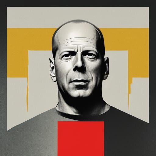 bruce willis
 Screen print, pop art, splash screen art, triadic colors, digital art, 8k resolution trending on Artstatio...