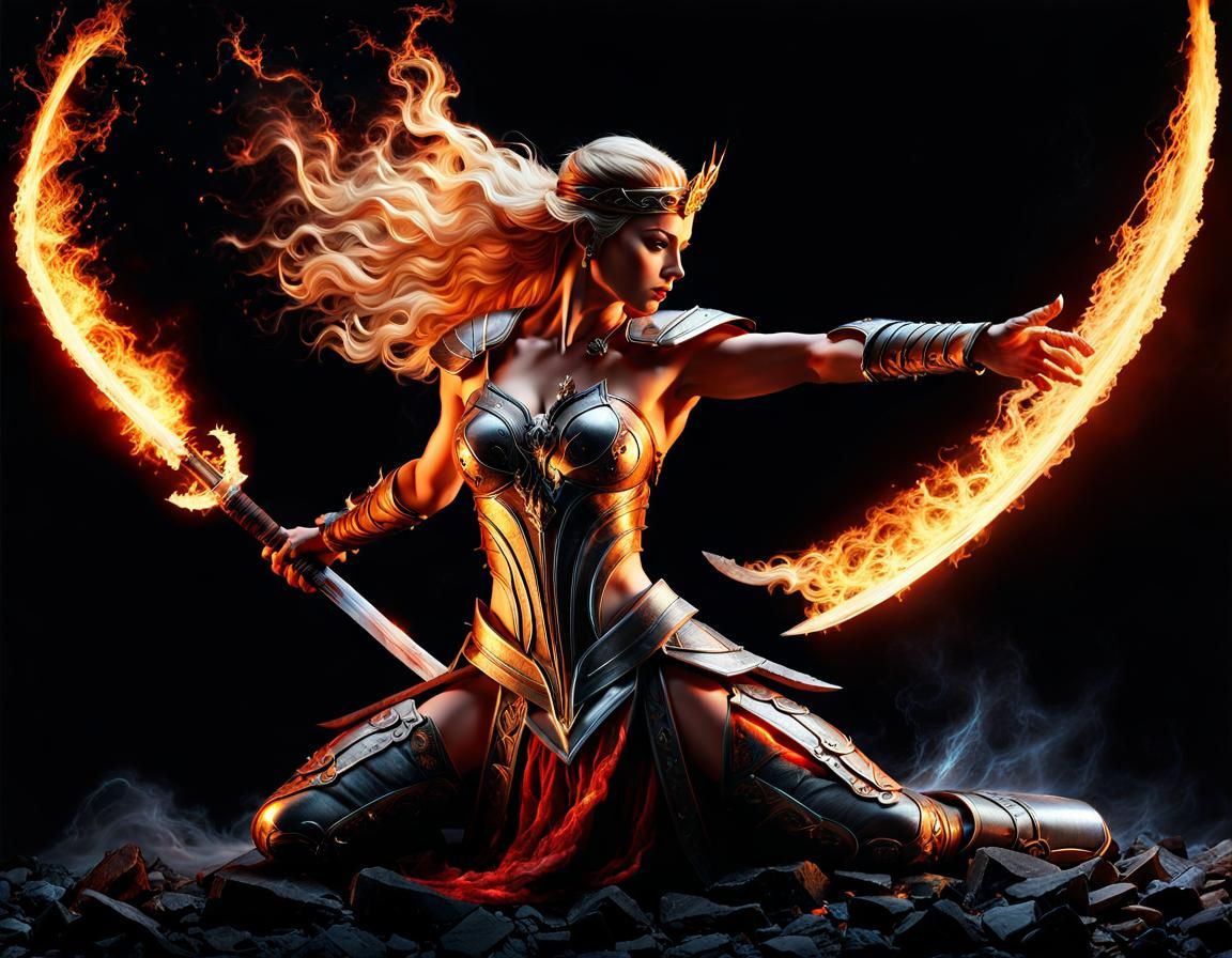 Valkyrie Goddess of Fire Disintegrating