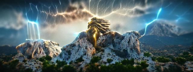 Zeus Casts Lightning From Mount Olympus
