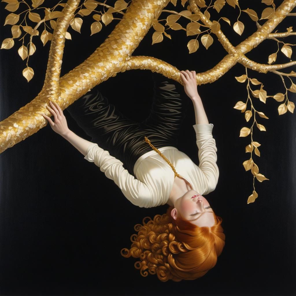 Suspended from a tree