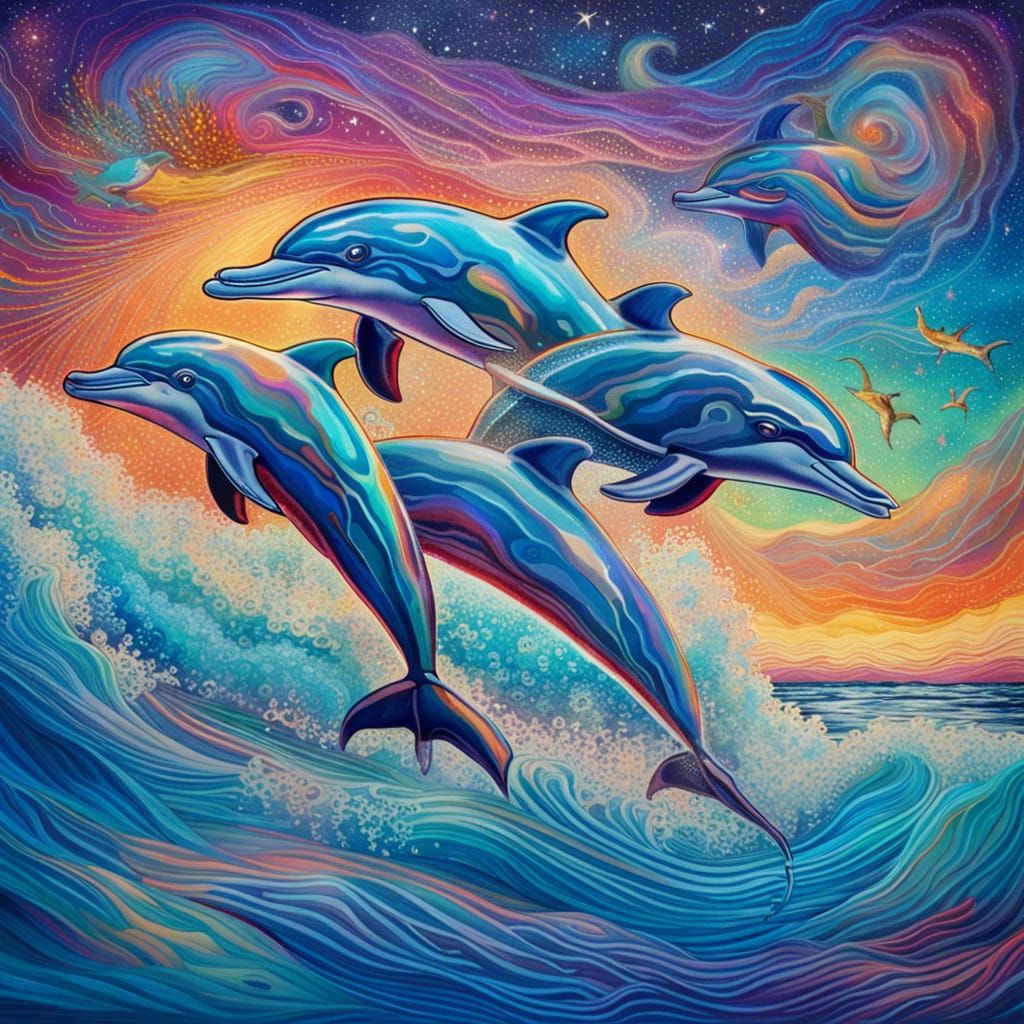 Dolphins Leaping: Holographic Cosmic Illustration