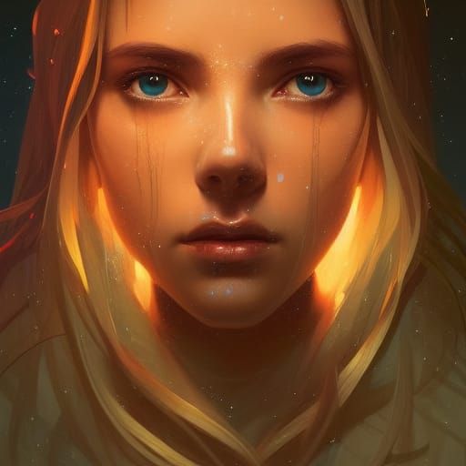 Detailed Portrait of Star Gazer, Digital Art