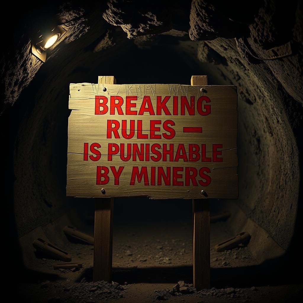 Mine Sign Warns: Breaking Rules Punishable