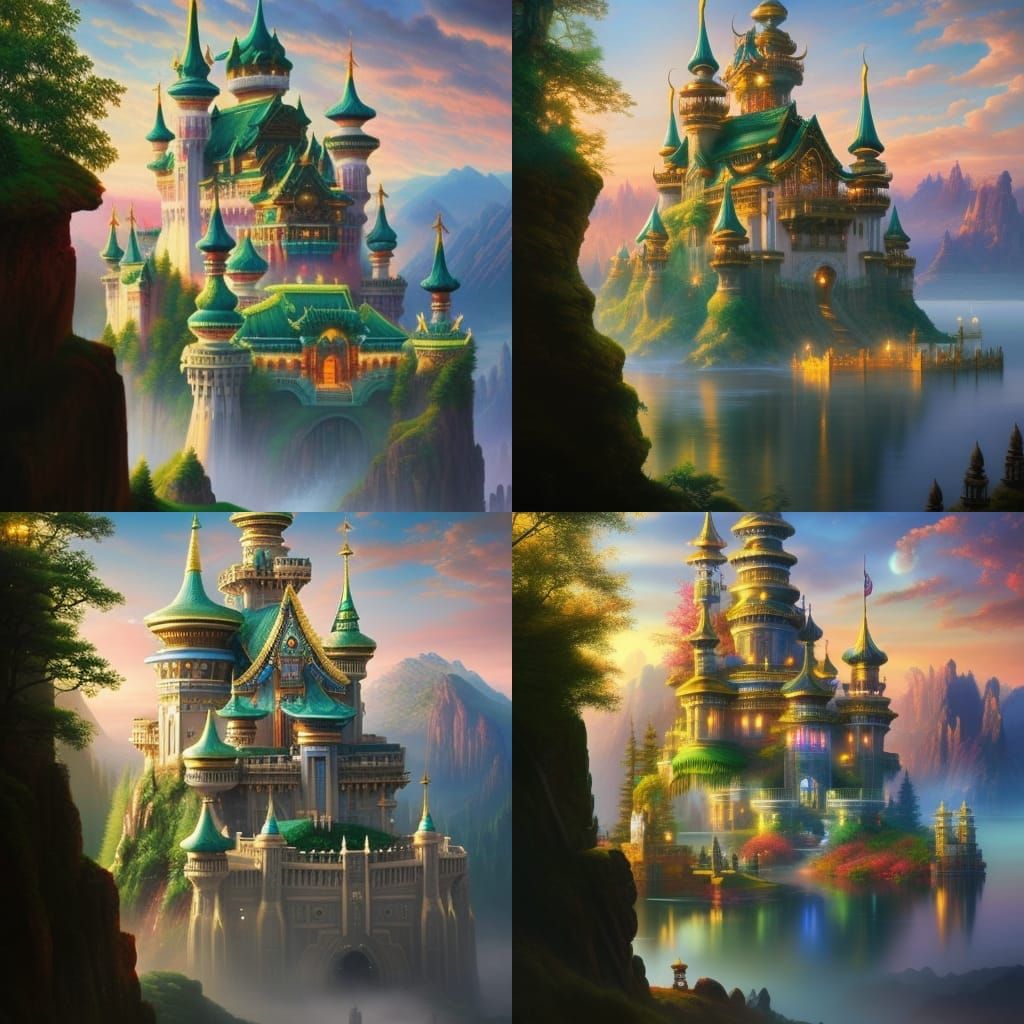 Fantasy Golden Mushroom Castle on Green Island