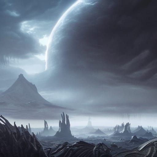 Dramatic Alien Wasteland Digital Matte Painting