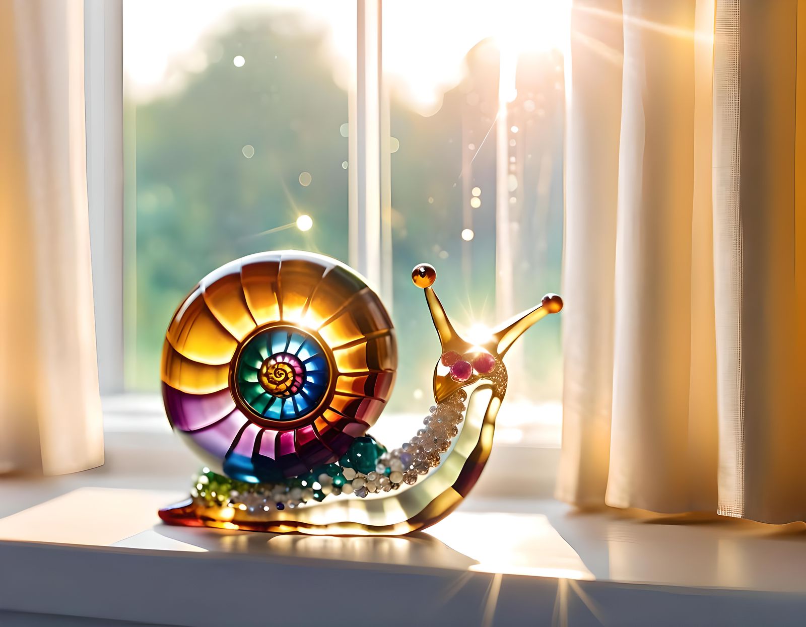 Crystal Snail Ornament at Sunrise