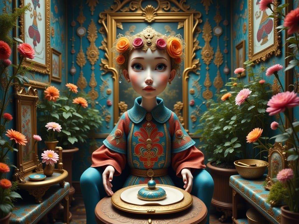 Cyberpunk Art Deco Fantasy Scene