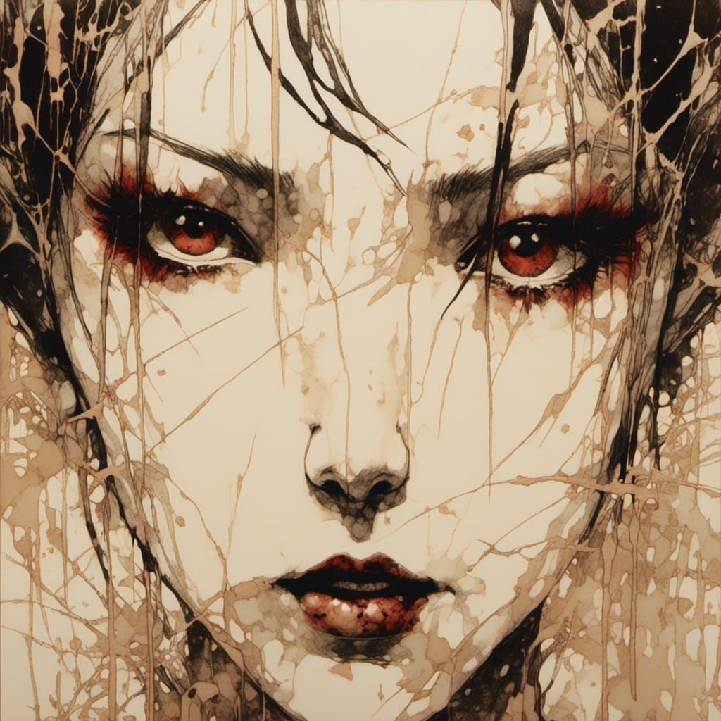 Elegant Sepia Portrait in Ukiyo-e Style